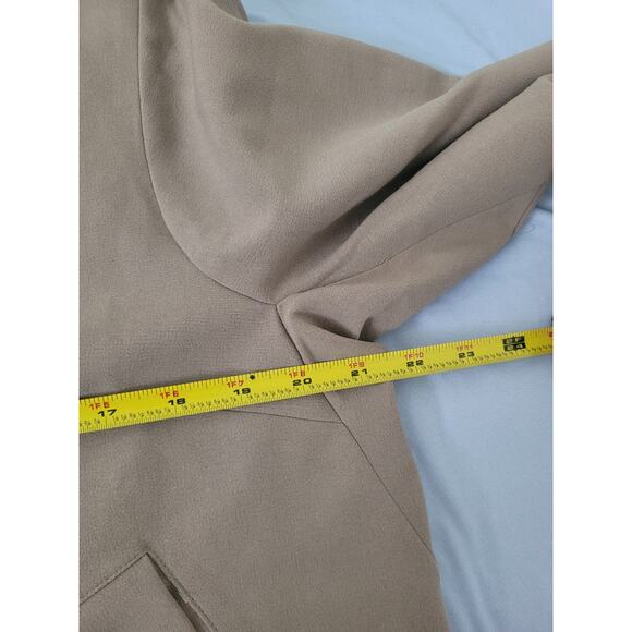 Lapis Boxy Cropped Collared Trench Coat Jacket Size L Tan Preppy Old Money - Picture 6 of 8